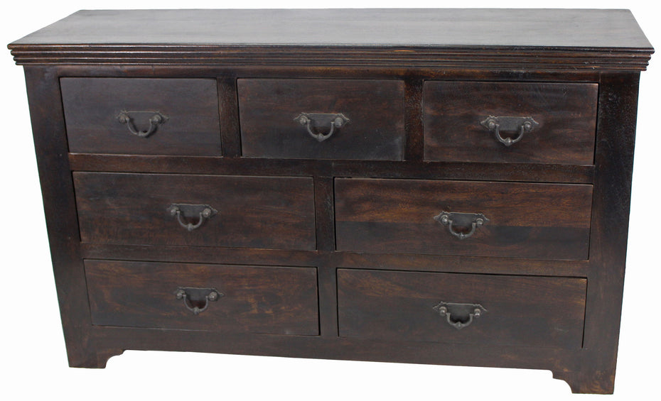 Wood Seven Drawer Triple Dresser - Brown