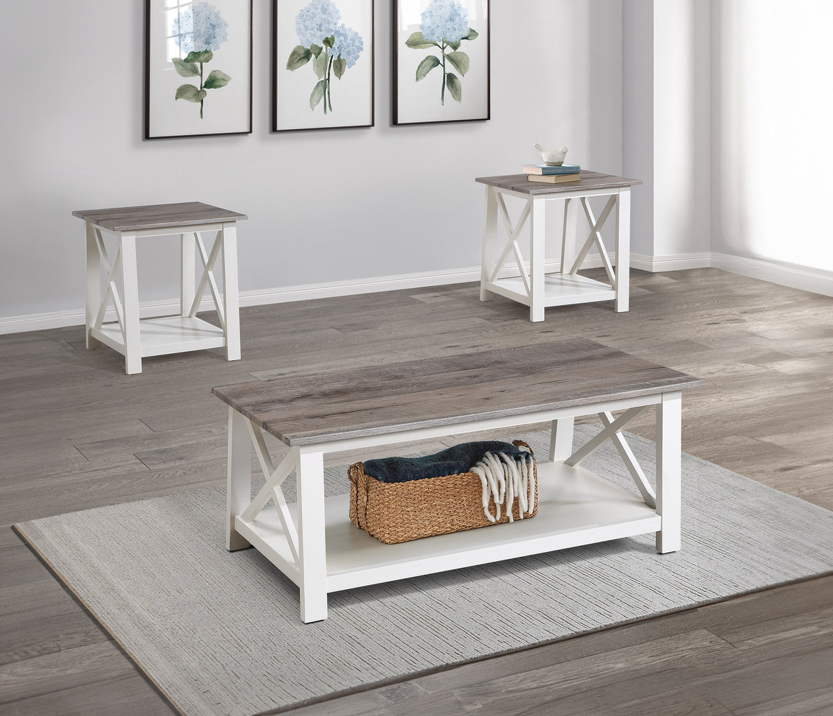 Thelma - 3 Piece Cocktail Set - White / Light Brown