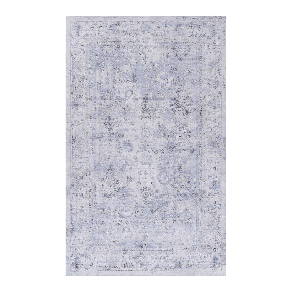 3' x 5' Area Rug, Washable, Low-Pile, Non-Slip, Non-Shedding, Foldable, Kid & Pet Friendly - Blue / Cream