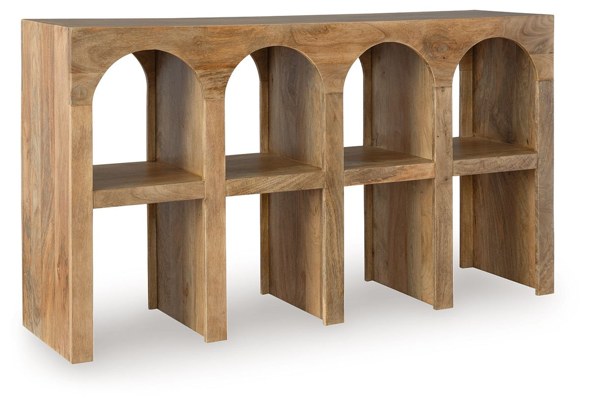 Luzmanacy - Natural Brown - Console Sofa Table by Signature Design by Ashley® | Bel Furniture