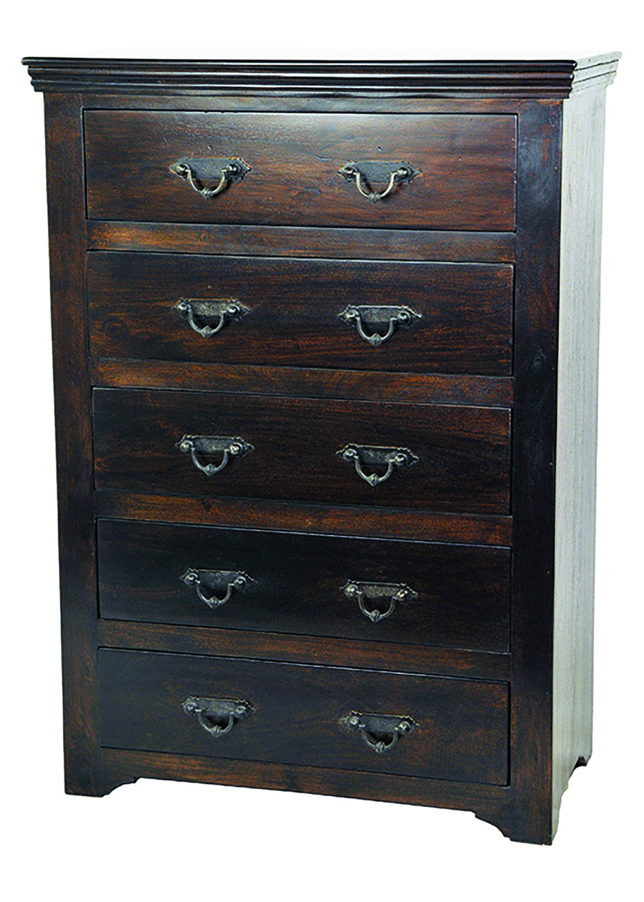 Solid Wood 5 Drawer Dresser - Brown