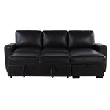 Montero - Sofa With Pull Out Bed, Drop Down Table, USB And Cup Holders, Storage Chaise - Charcoal Black
