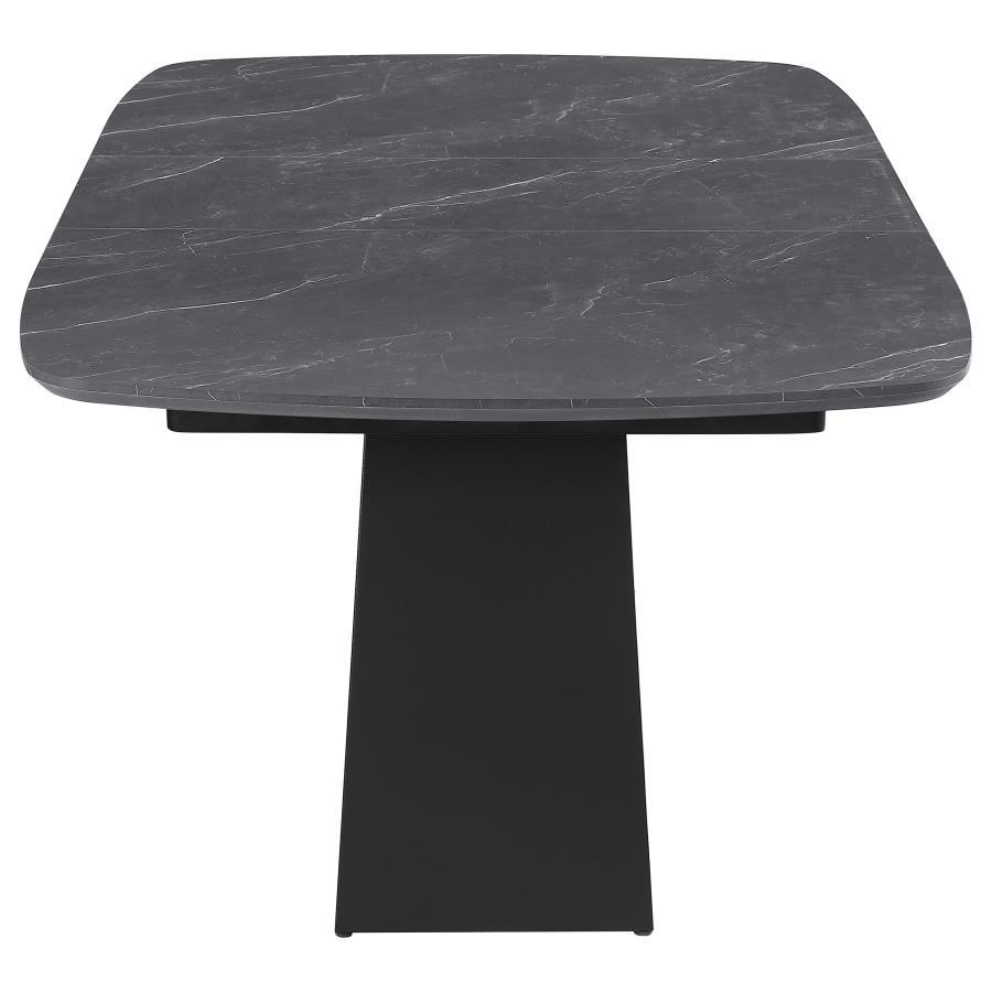 Potero - Faux Marble Extension Leaf Dining Table - Black by Coaster Fine Furniture | Bel Furniture