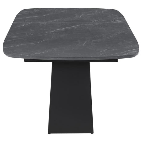 Potero - Faux Marble Extension Leaf Dining Table - Black by Coaster Fine Furniture | Bel Furniture
