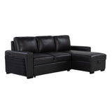 Montero - Sofa With Pull Out Bed, Drop Down Table, USB And Cup Holders, Storage Chaise - Charcoal Black