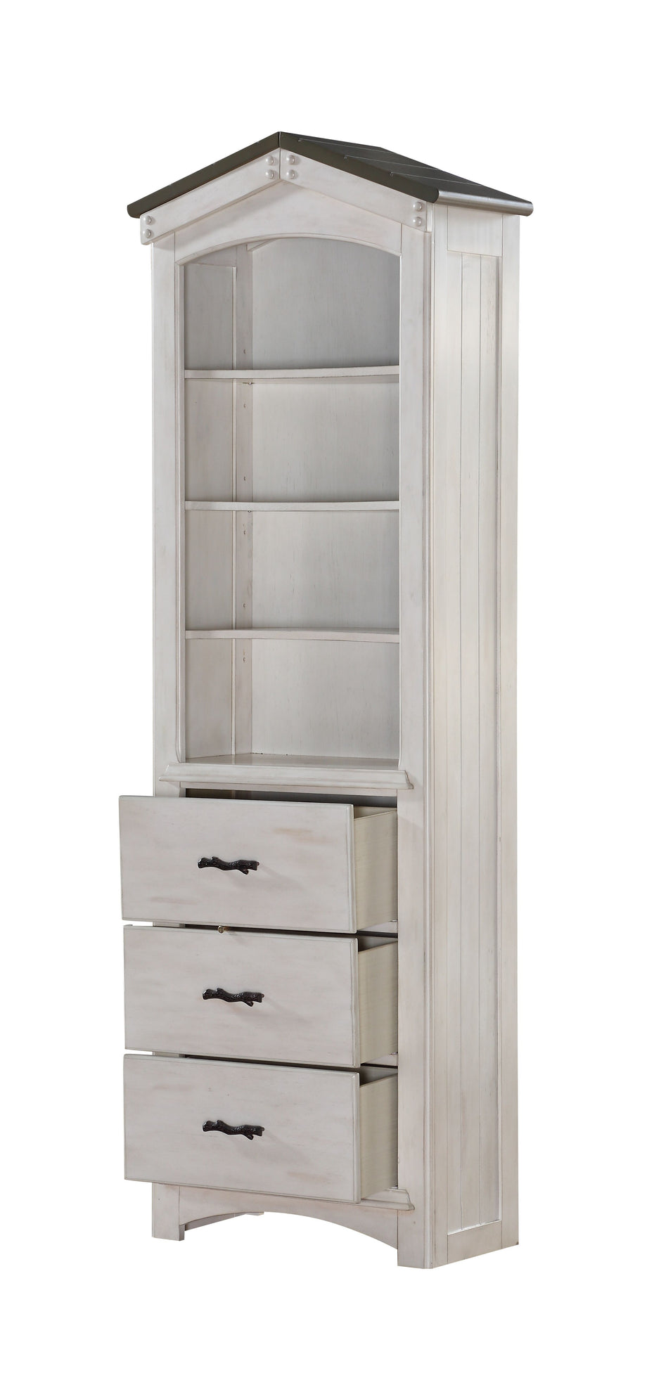 Tree House Weathered Washed Bookcase Cabinet - White / Gray