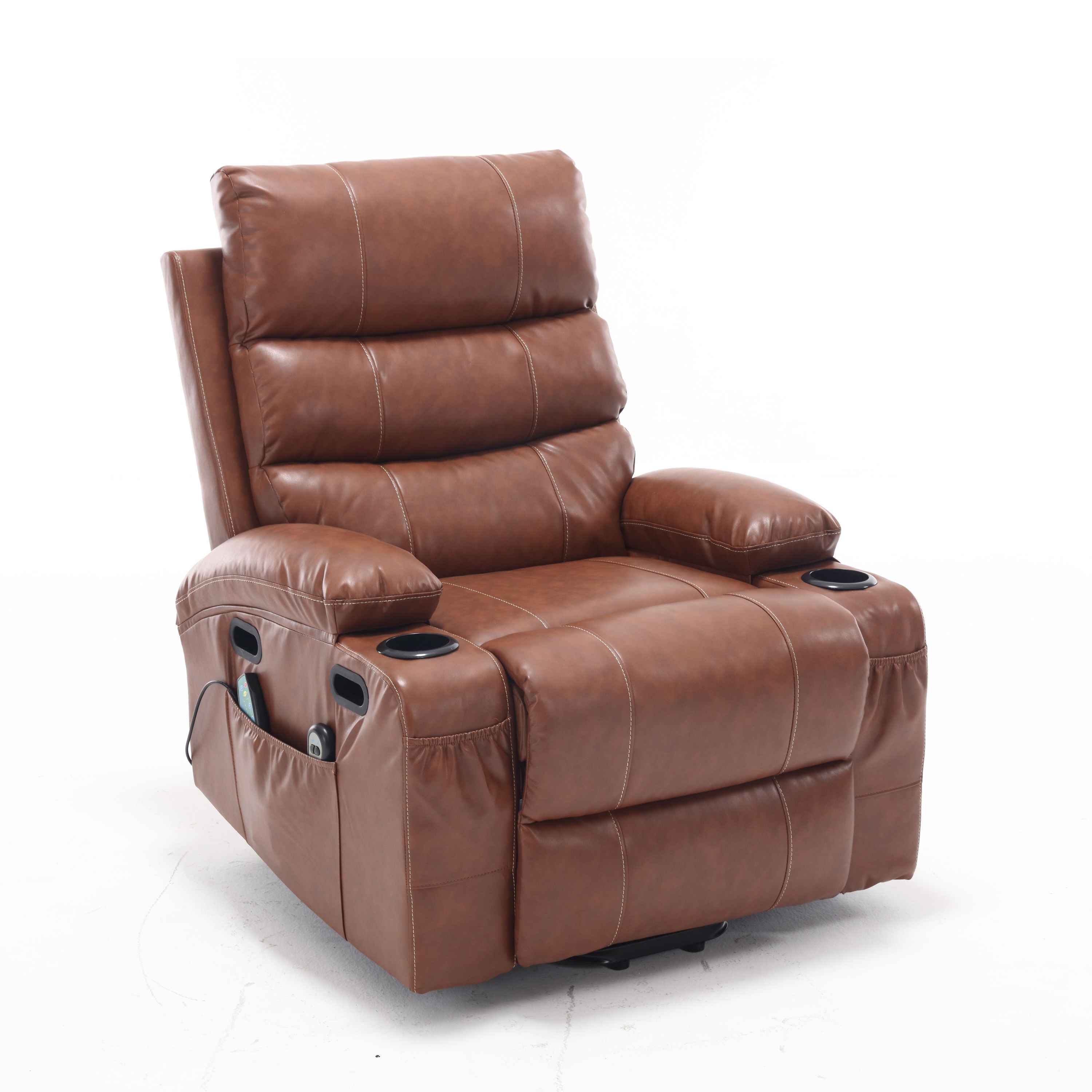 Large Size Electric Power Lift Recliner Chair Sofa For Elderly, 8 Point Vibration Massage And Lumber Heat, Remote Control, Side Pockets And Cup Holders