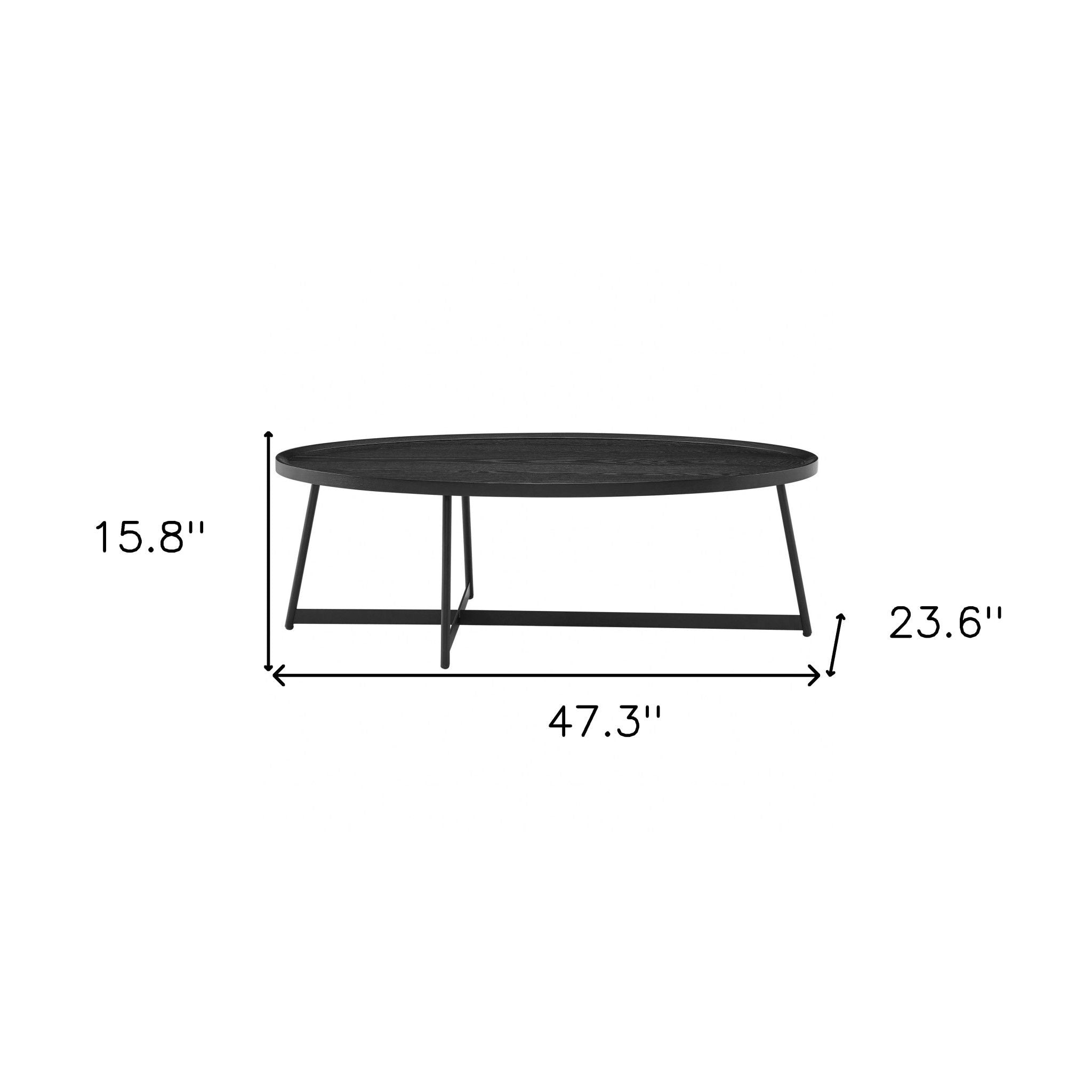 Metal Oval Coffee Table - Black