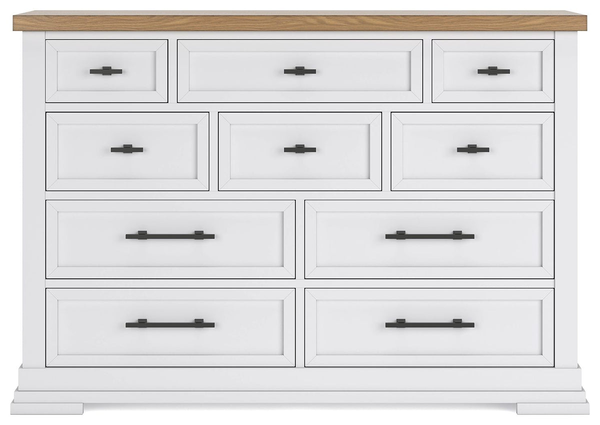 Ashbryn - White / Natural - Dresser by Benchcraft® | Bel Furniture
