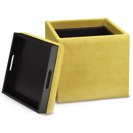 Rockwood - Upholstered Cube Storage Ottoman With Tray - view 27