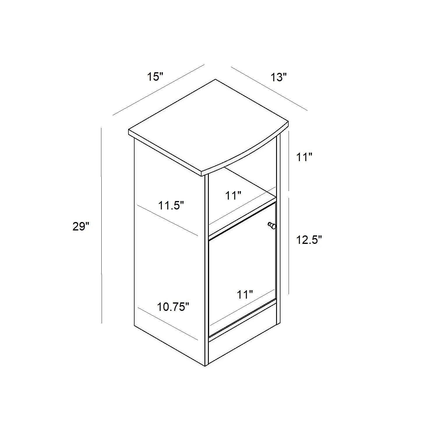 Chairside Table With One Door Storage Cabinet And Large Cubby Shelf - Light Brown