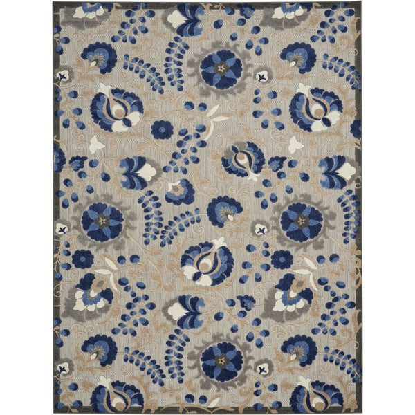 10' X 13' Toile Non Skid Indoor / Outdoor Area Rug - Natural / Blue