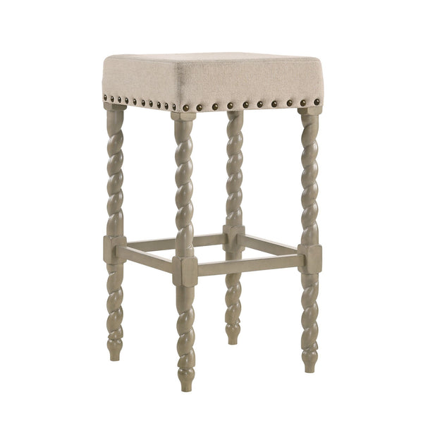 Backless Bar Height Chair With Footrest 30" - Cream And Gray