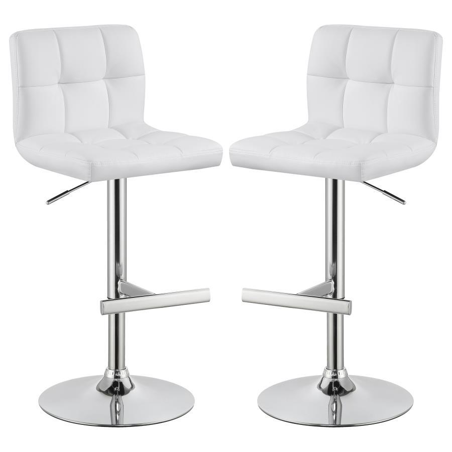 Lenny - Upholstered Adjustable Bar Stool (Set of 2) White by CoasterEveryday | Bel Furniture