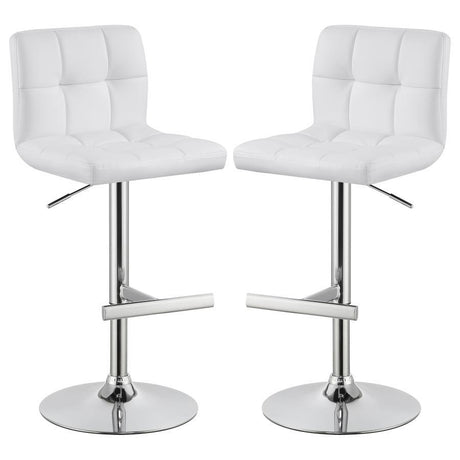 Lenny - Upholstered Adjustable Bar Stool (Set of 2) White by CoasterEveryday | Bel Furniture