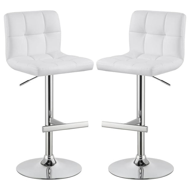 Lenny - Upholstered Adjustable Bar Stool (Set of 2) White by CoasterEveryday | Bel Furniture