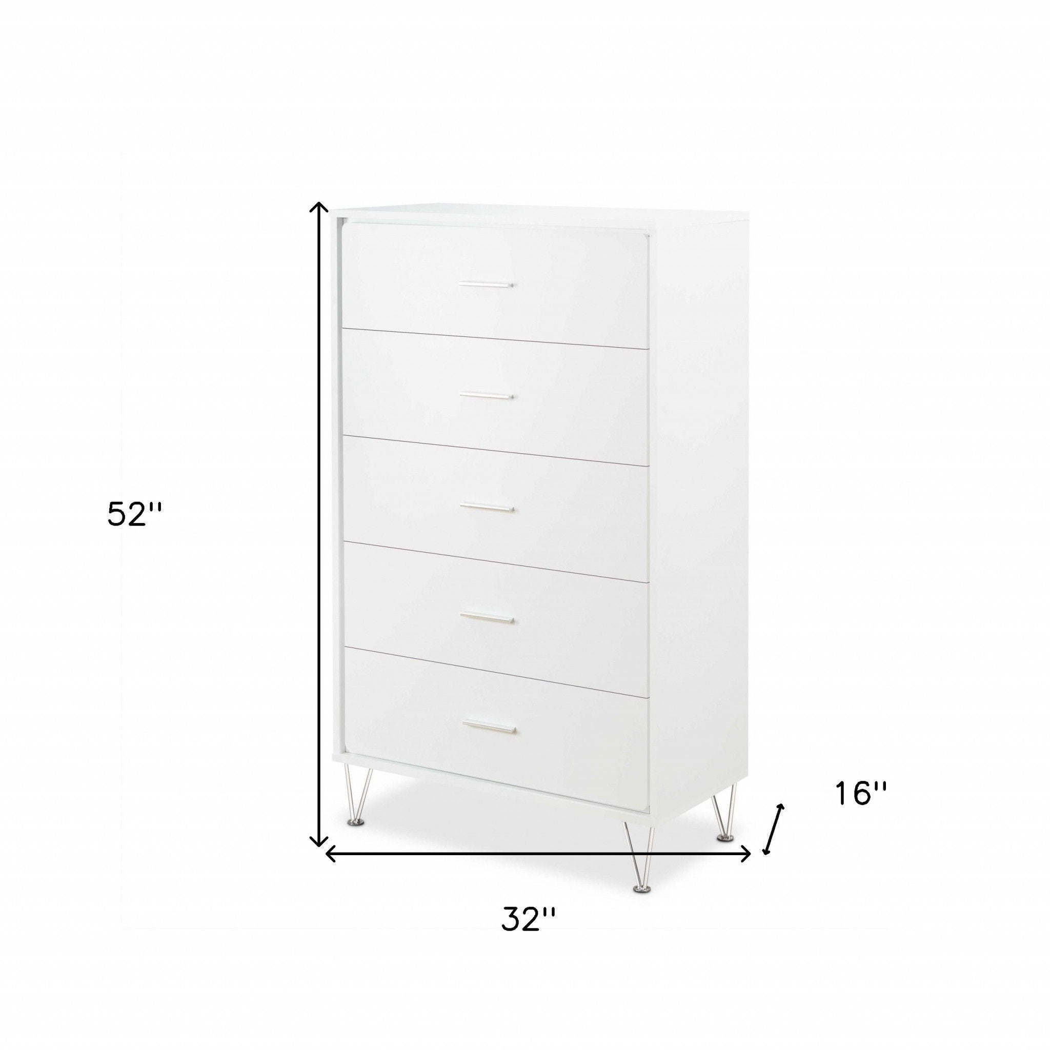 Five Drawer Standard Chest - White