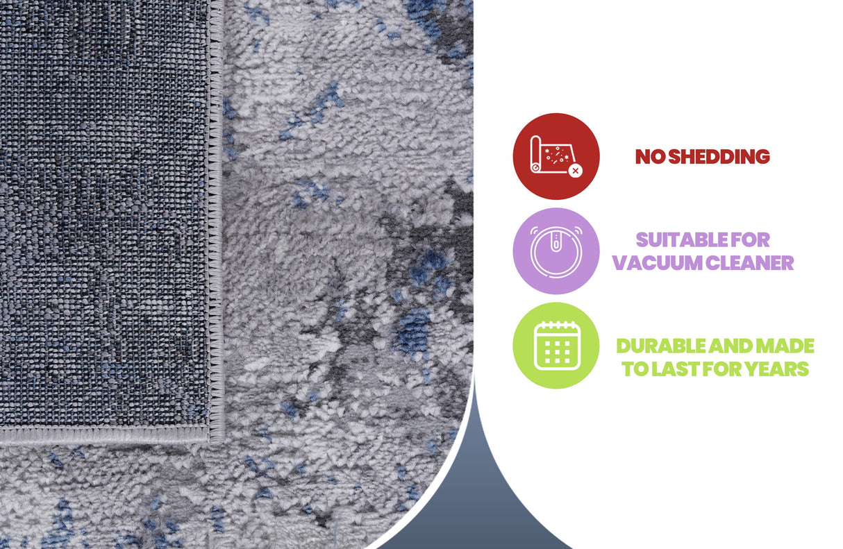 Marfi - 6' X 9' Abstract Area Rug - Silver / Blue