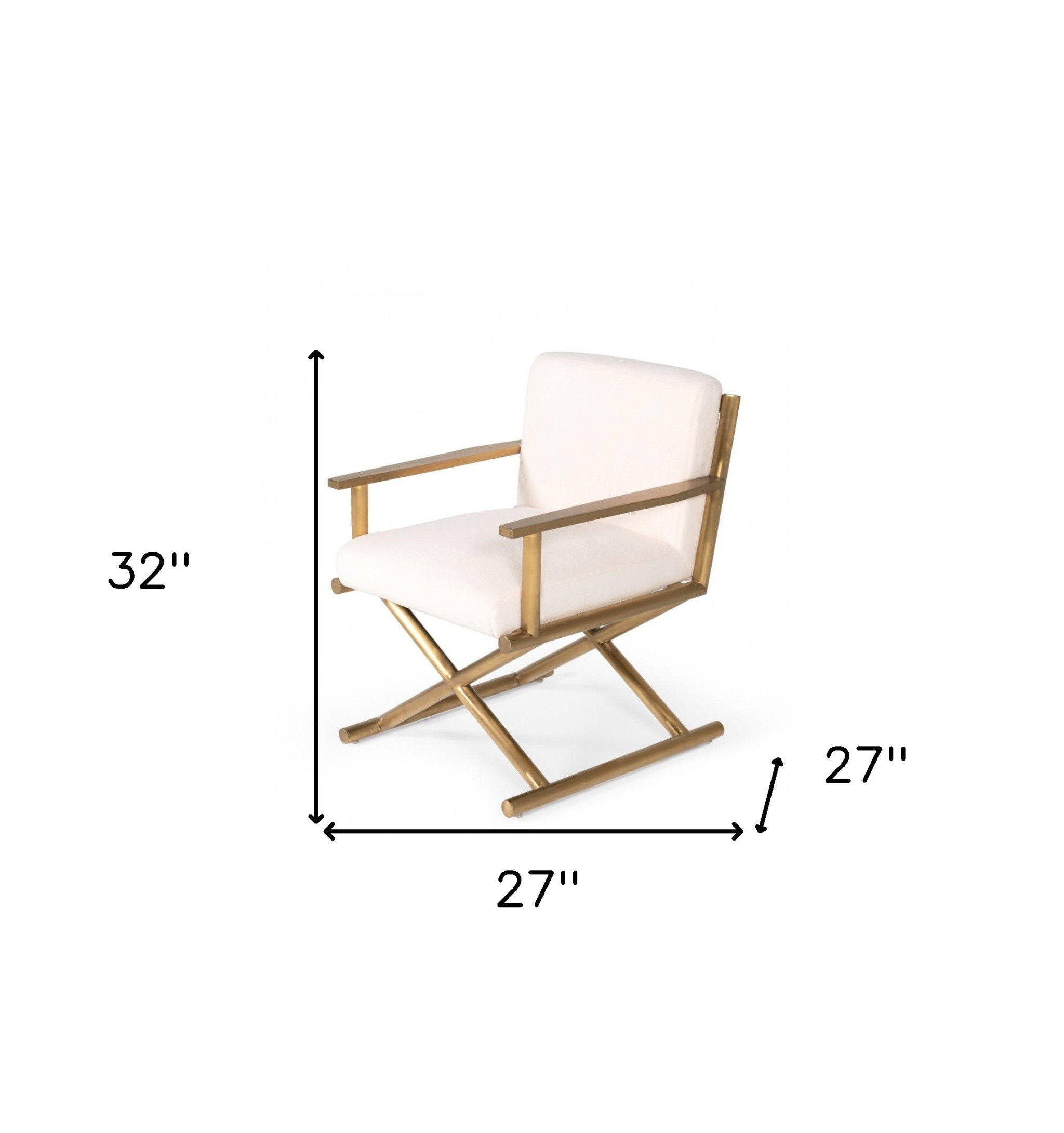 Sherpa And Gold Directors Arm Chair - White