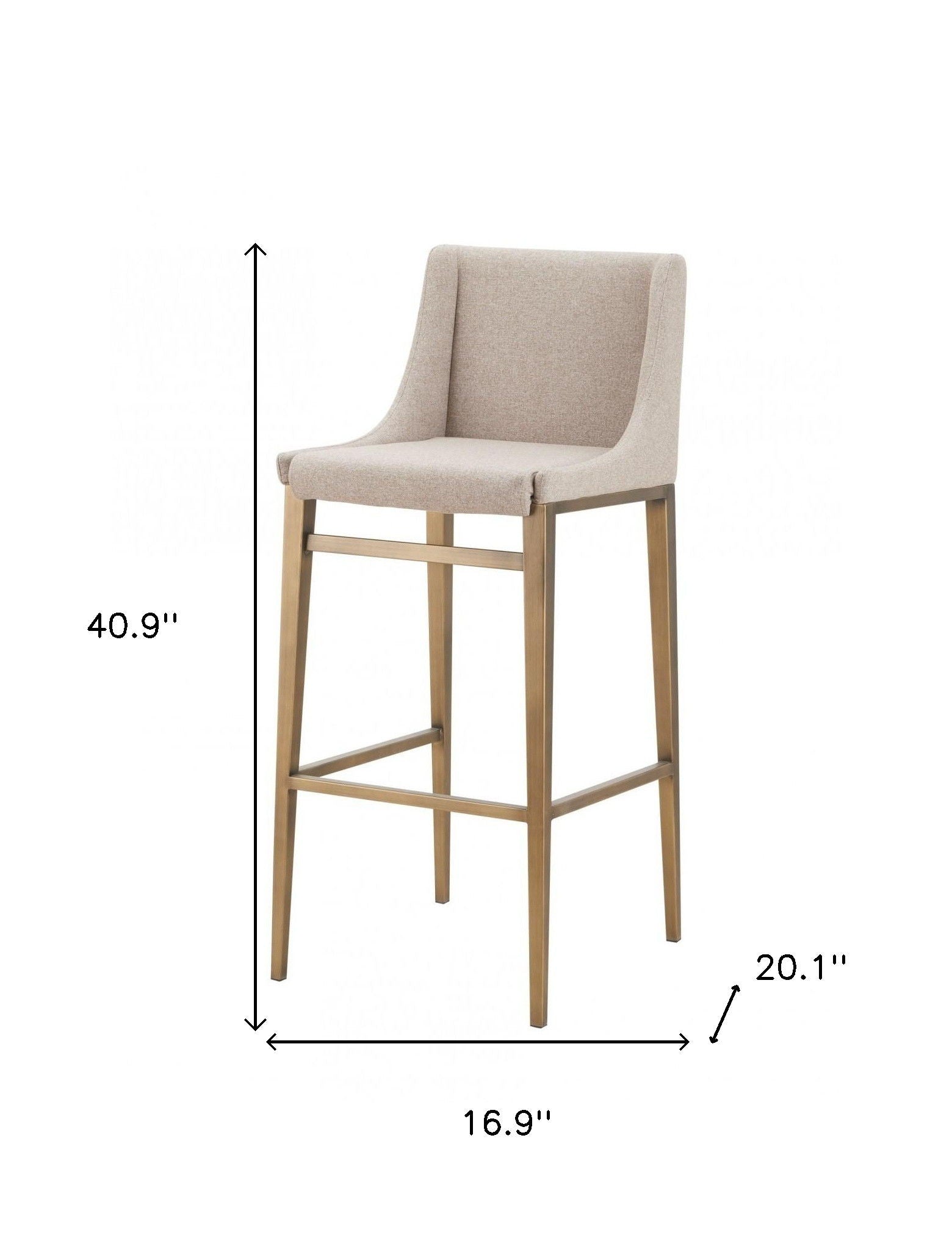 Stainless Steel Bar Height Bar Chairs (Set of 2) - Beige / Gold