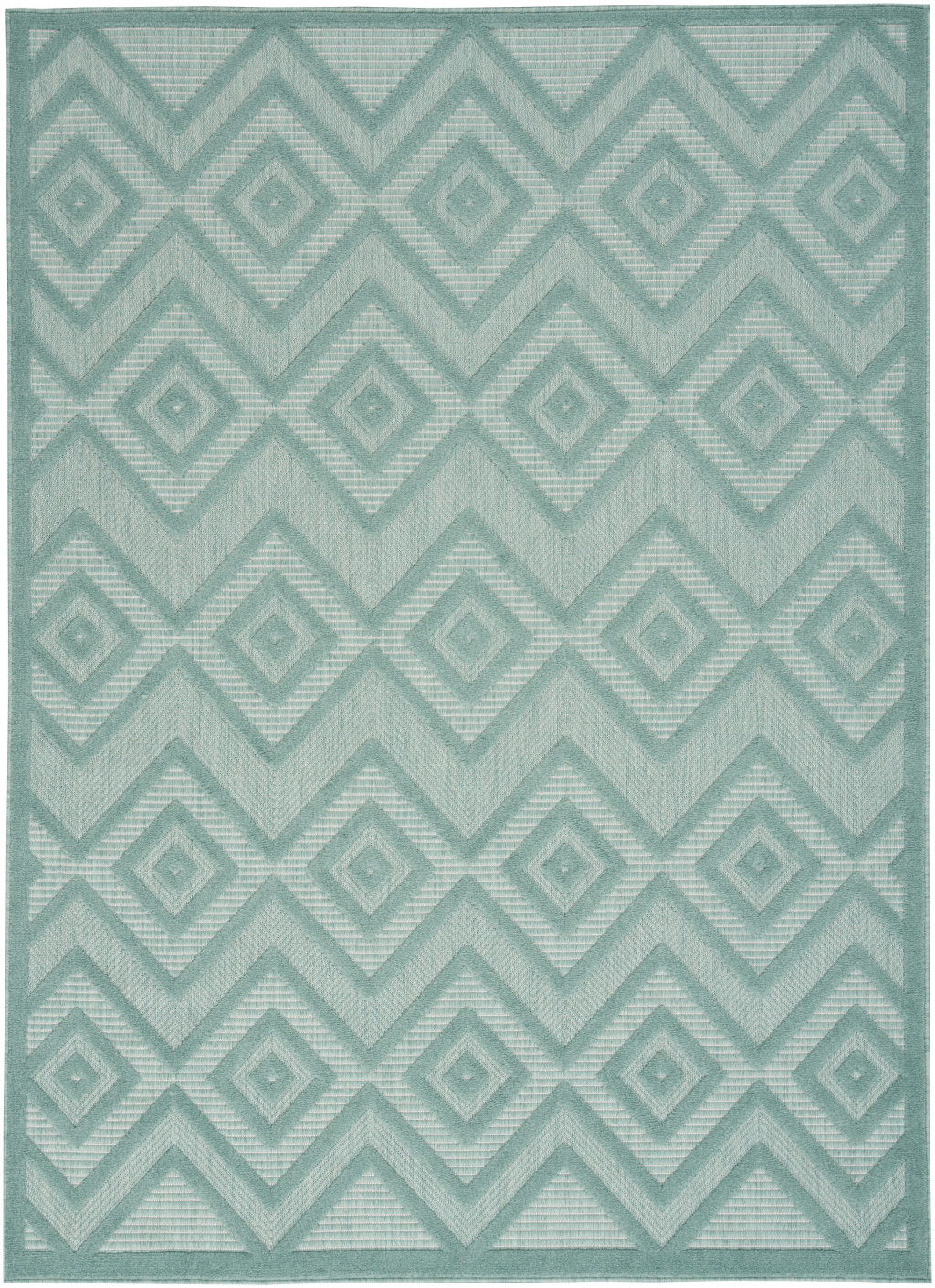 4' X 6' Argyle Indoor / Outdoor Area Rug - Aqua / Teal