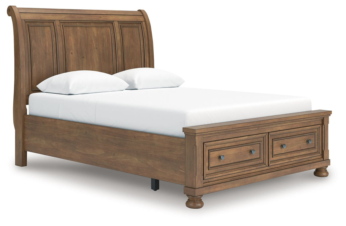 Feddinger - Queen Storage Sleigh Bed - Medium Brown