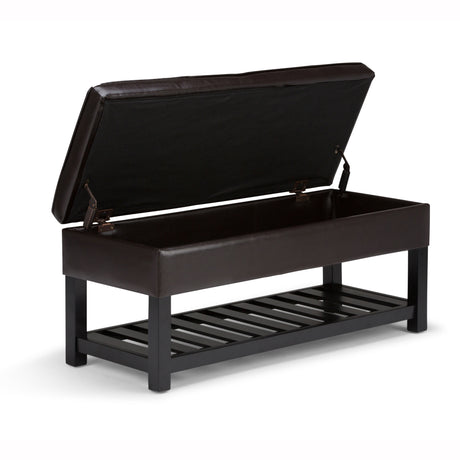 Cosmopolitan - Storage Ottoman Bench With Open Bottom - Tanners Brown by Simpli-Home | Bel Furniture