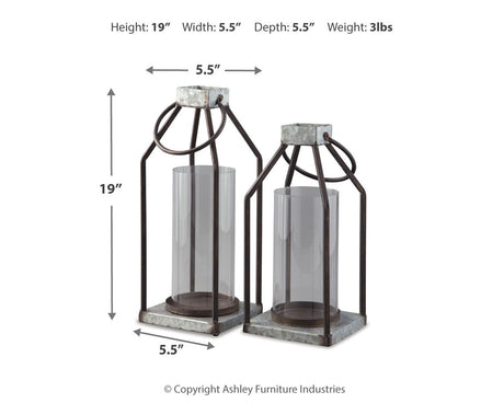 Diedrick - Lantern Set (Set of 2) - Gray / Black - view 3