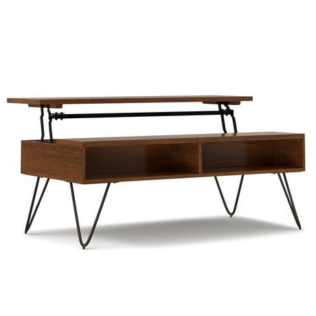 Hunter - Handcrafted Lift Top Coffee Table Dark Brown 24"W x 48"D x 18"H by Simpli-Home | Bel Furniture