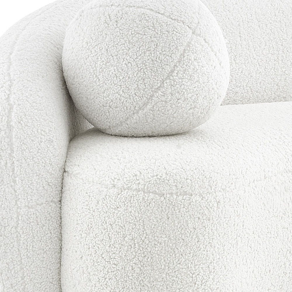 Sherpa Curved Sofa And Toss Pillow With Legs - White