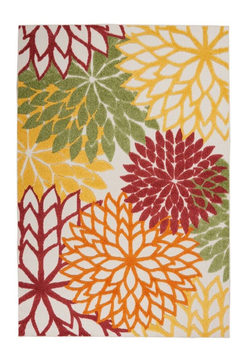 9' X 12' Floral Non Skid Indoor / Outdoor Area Rug - Green