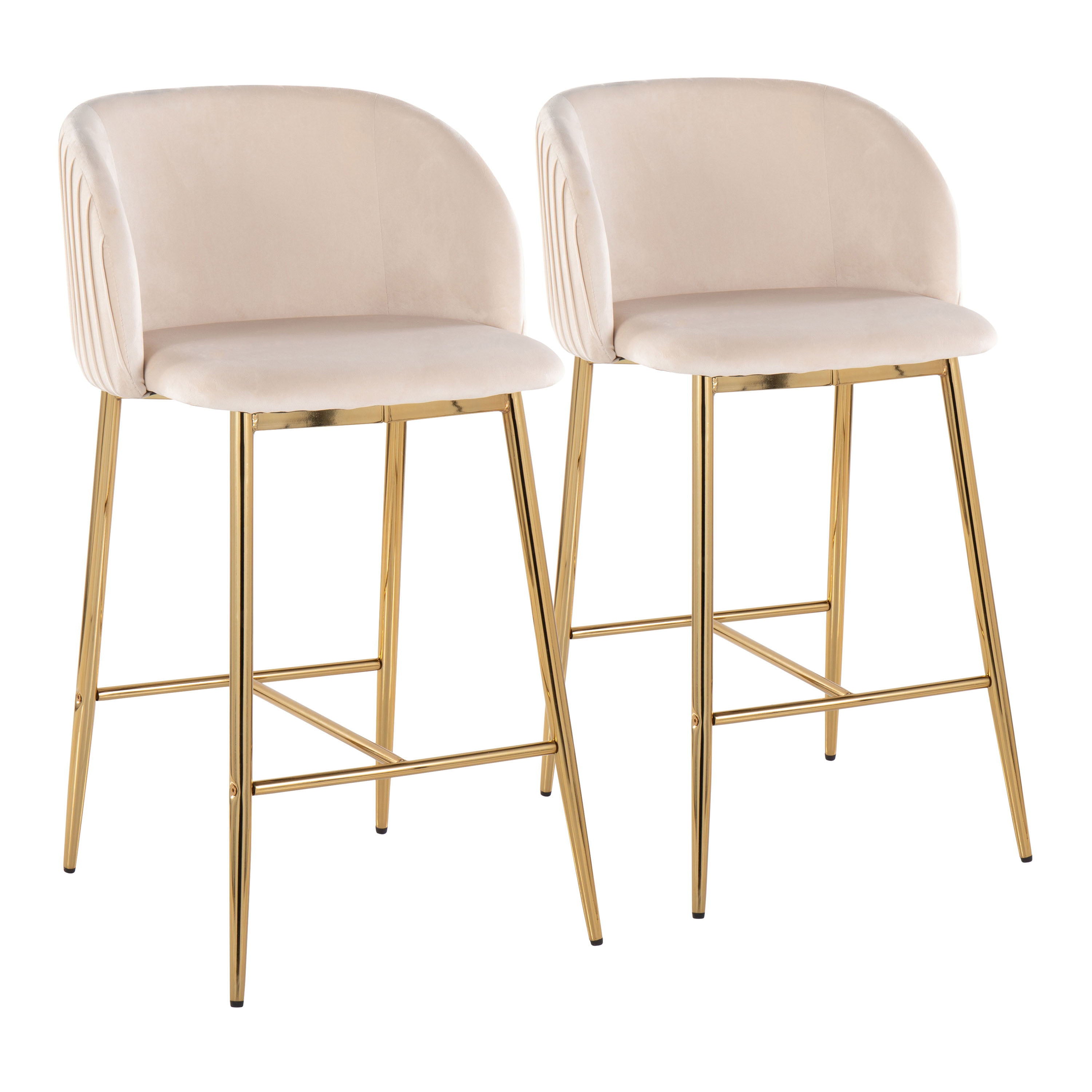 Fran - Pleated Contemporary / Glam Fixed Height Counter Stool (Set of 2)