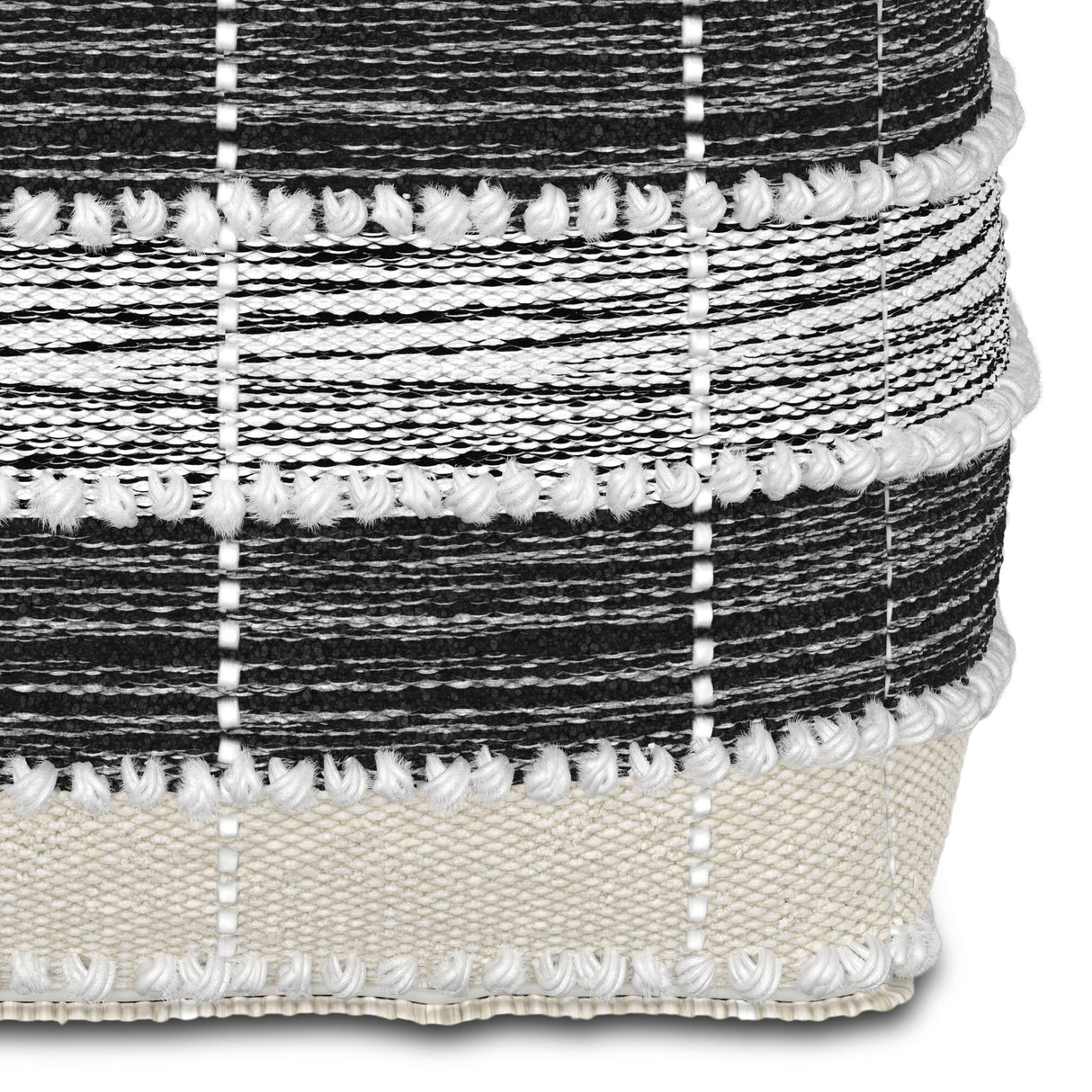 Barley - Square Pouf - White / Beige / Black by Simpli-Home | Bel Furniture