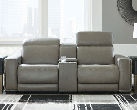 Correze - Power Reclining Sectional Gray 3 Pc. Power Reclining Sectional with Console Storage by Signature Design by Ashley® | Bel Furniture