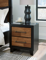 Kraeburn - Brown / Black - Two Drawer Night Stand by Benchcraft® | Bel Furniture