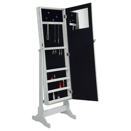 Elle - Cheval Mirror With Jewelry Storage - Silver by CoasterEveryday | Bel Furniture