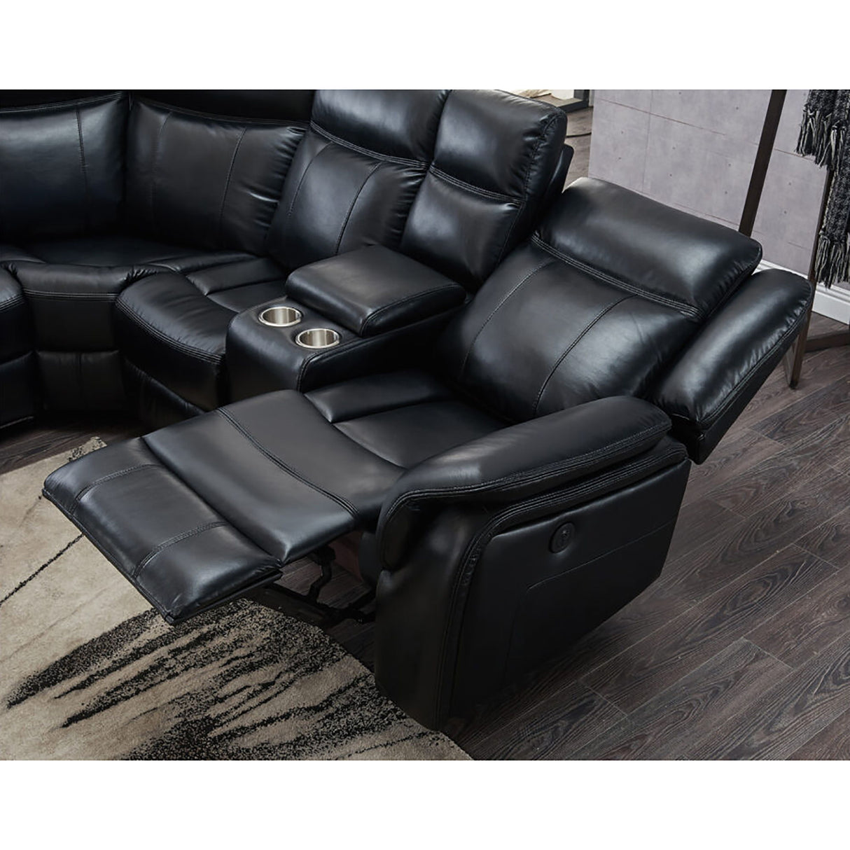 Jupiter - Leather Sectional - Black