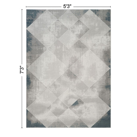 Geometrix - 5'3" X 7'3" Area Rug With Geometric, 3D Effect - Gray / Ivory - view 3