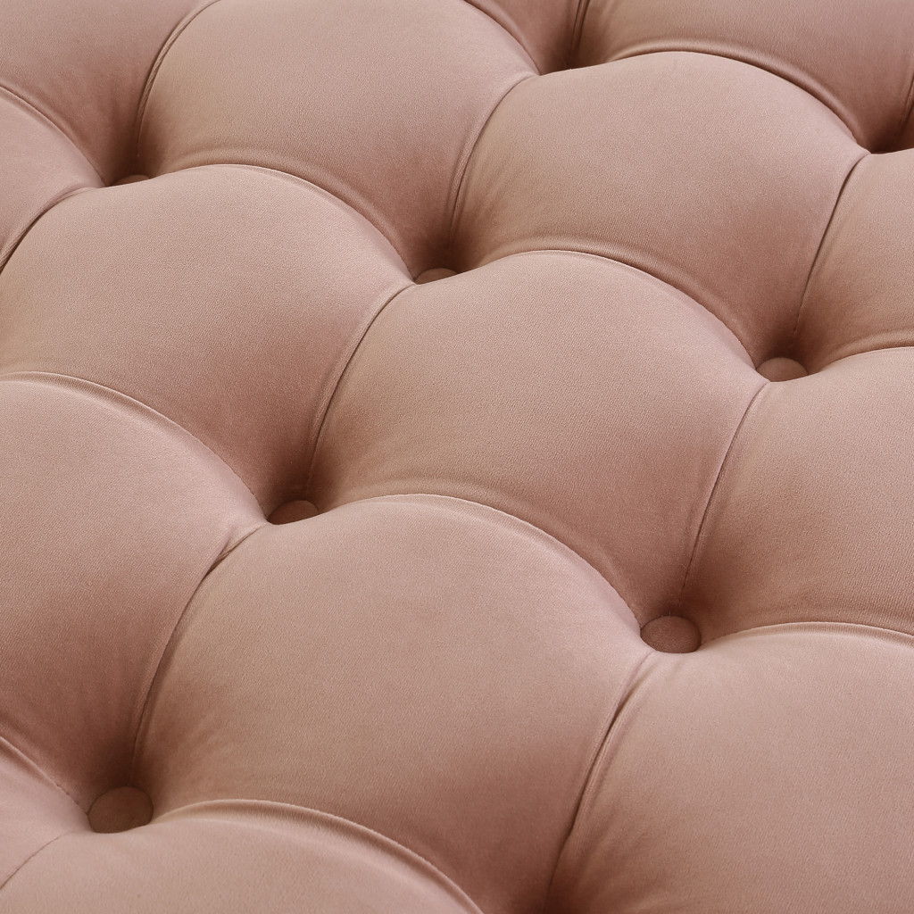 Velvet Rolling Tufted Round Cocktail Ottoman - Blush