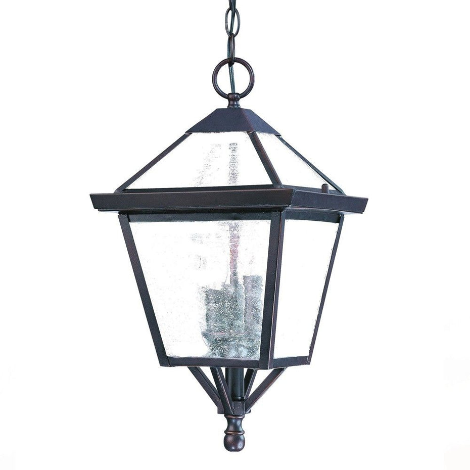 Three Glass Hanging Lantern Light - Light Bronze