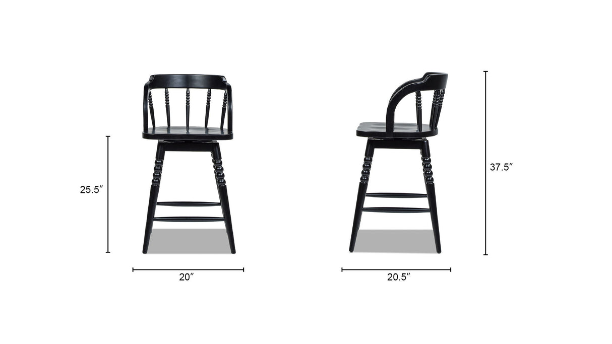 Breda - Turned Bubble Spindle Low Back Counter Stool - Black by Jennifer Taylor Home | Bel Furniture