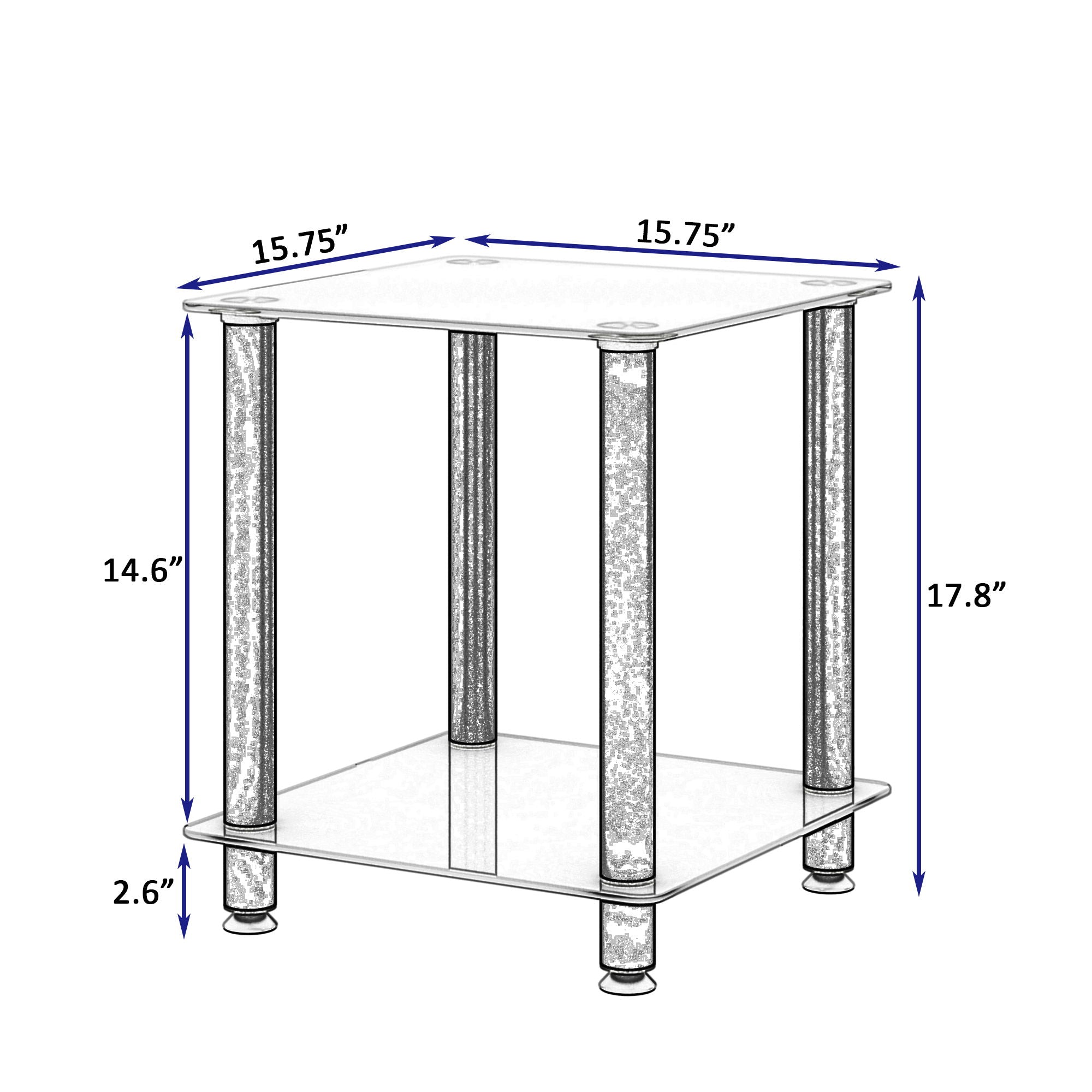 Side Table, 2 Tier Space End Table, Modern Night Stand, Sofa Table, Side Table With Storage Shelve