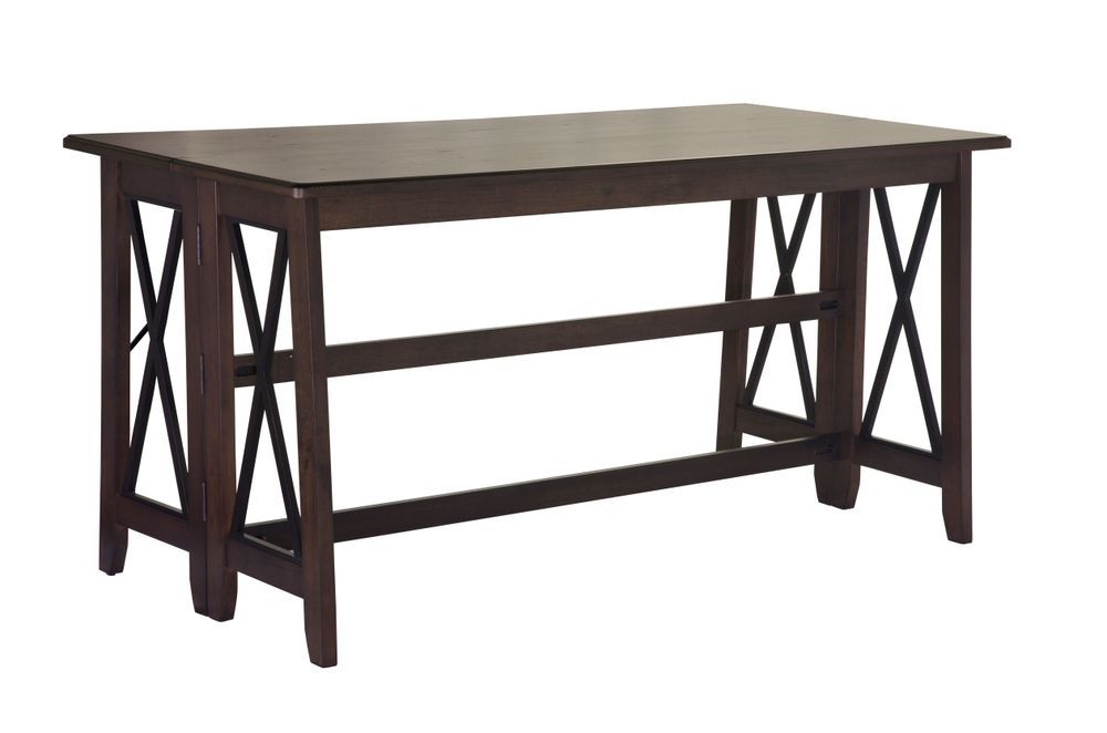 Drop Leaf Table With 4 Stools - Dark Brown