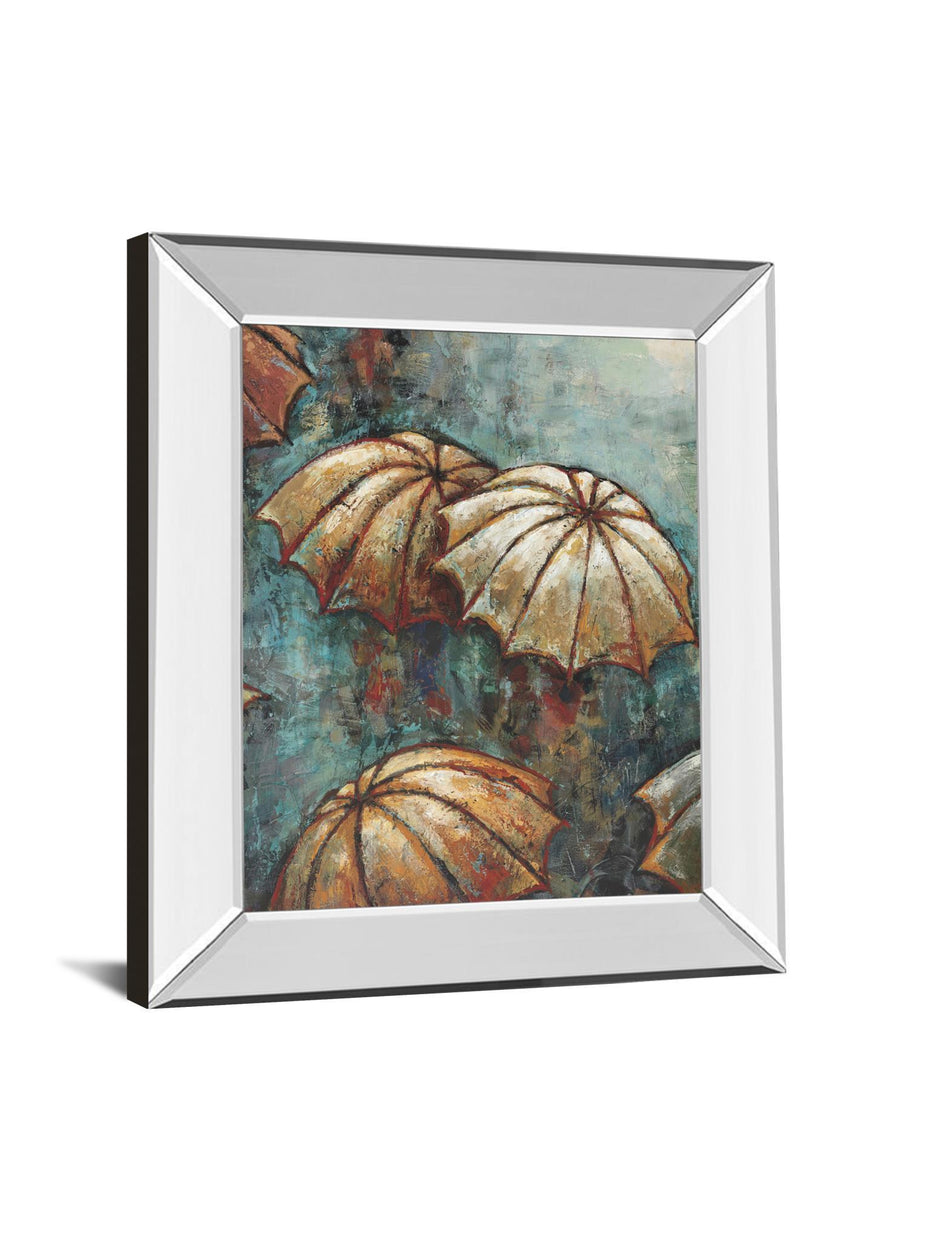 Umbrellas By Heath - Mirror Framed Print Wall Art - Blue