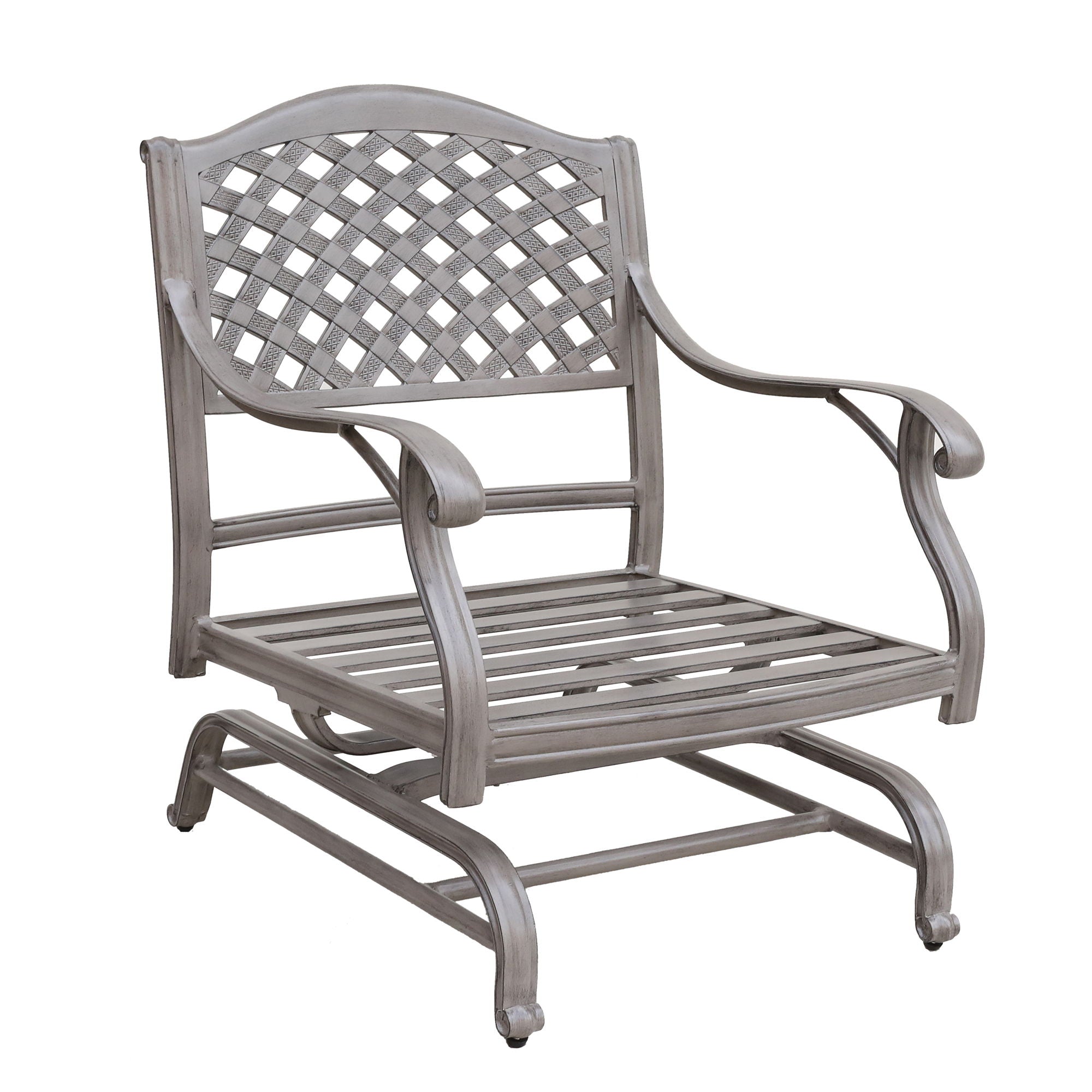 Cast Aluminum Club Motion Chair With Cushion (Set of 2) - Gray