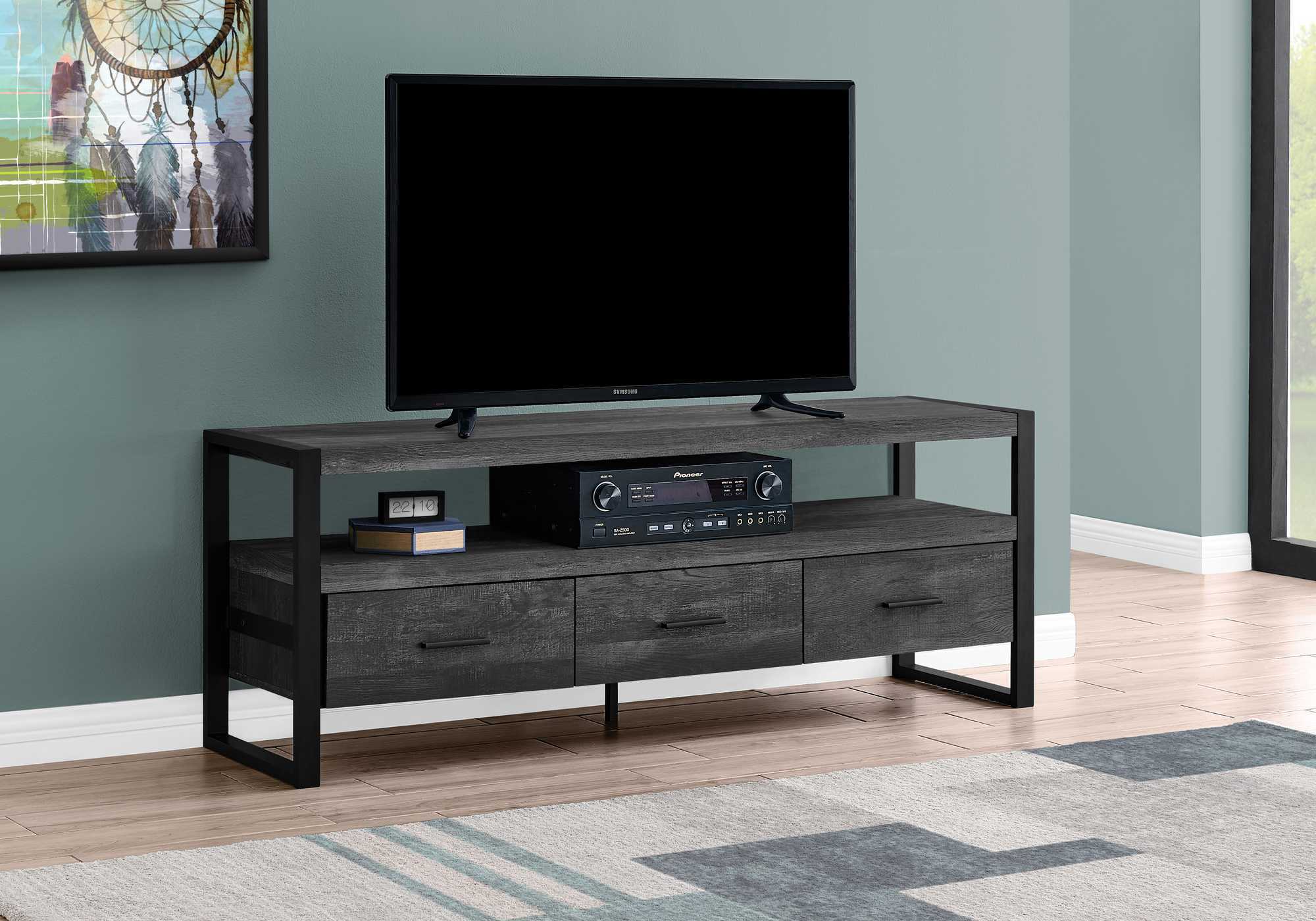 Cabinet Enclosed, Storage TV Stand - Black