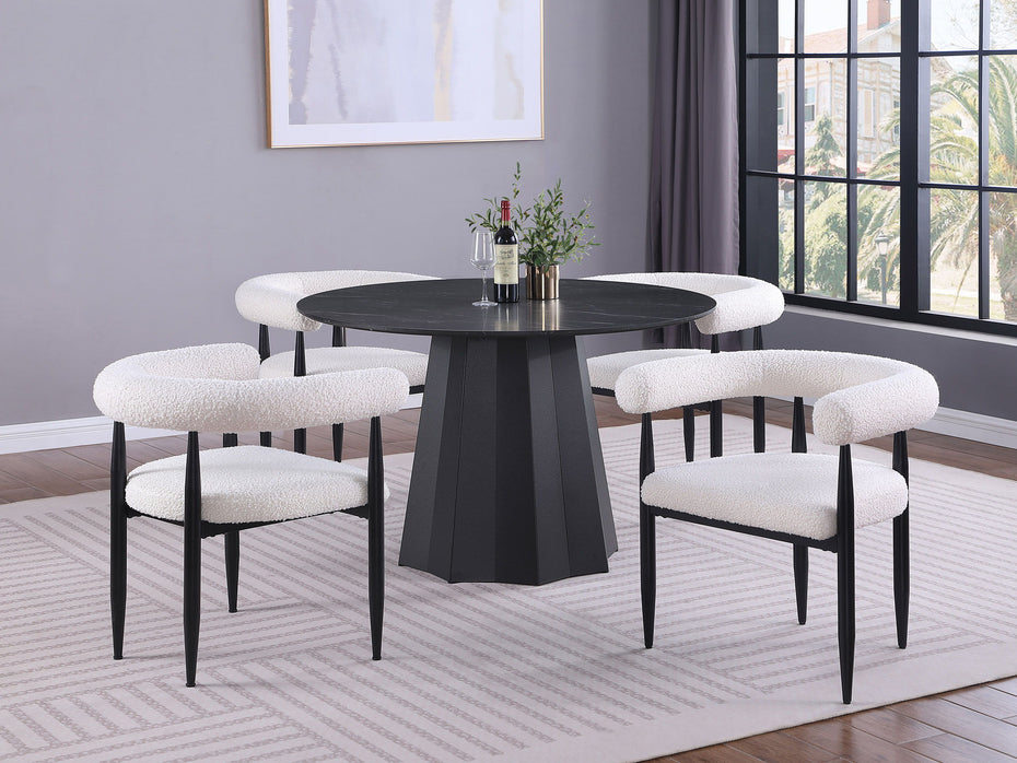 Camden - Round Faux Marble Top Dining Table - Black