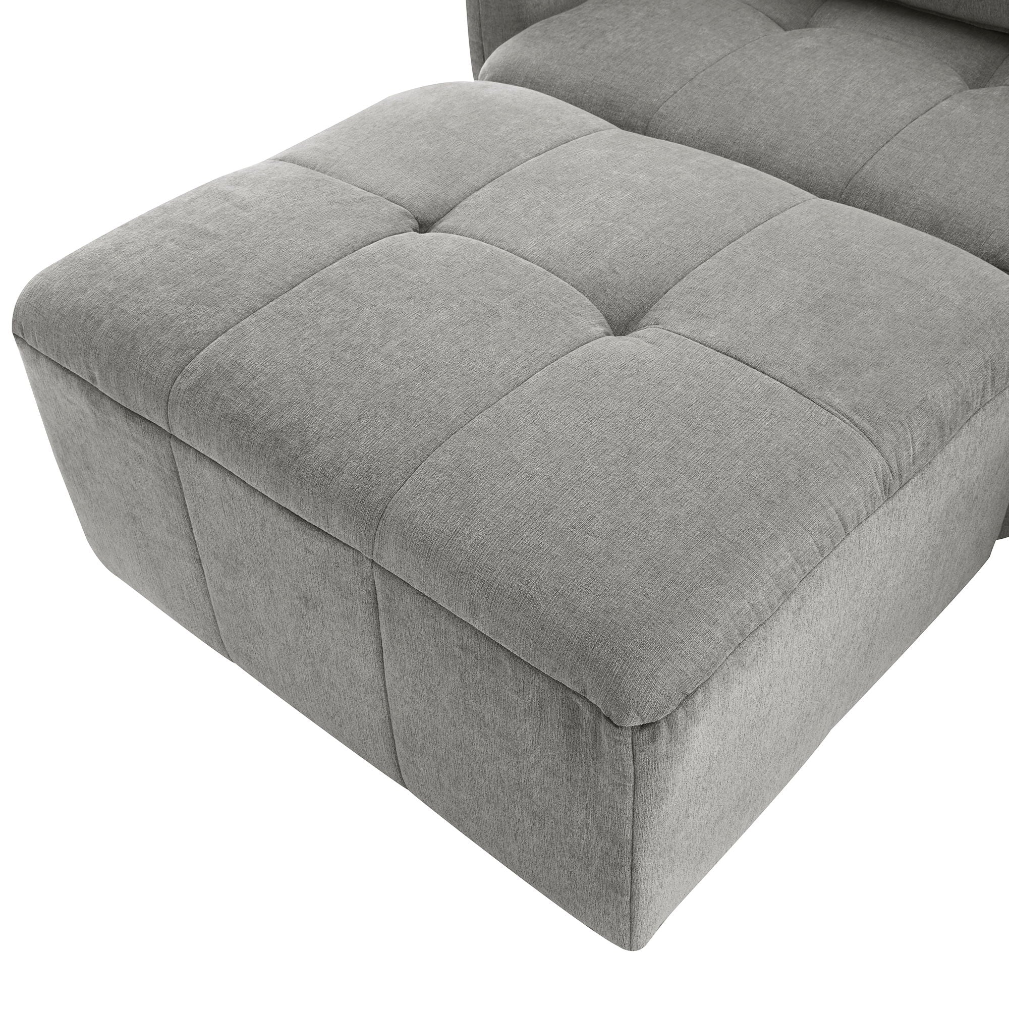 Convertible Sectional Sofa Couch 3 Seat L-Shaped Sofa With Movable Ottoman And USB For Apartment, Living Room, Bedroom