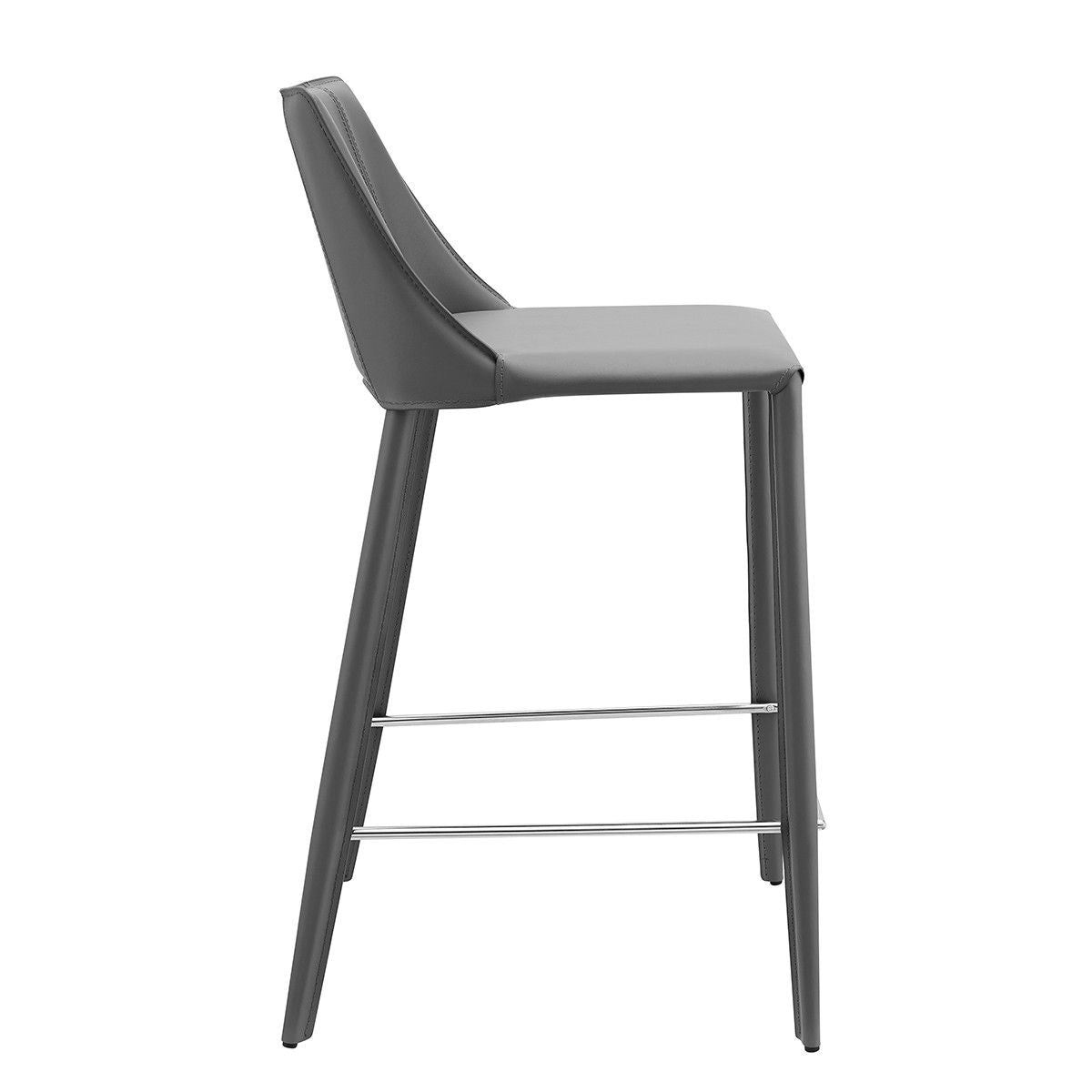 Steel Low Back Counter Height Bar Chair - Gray