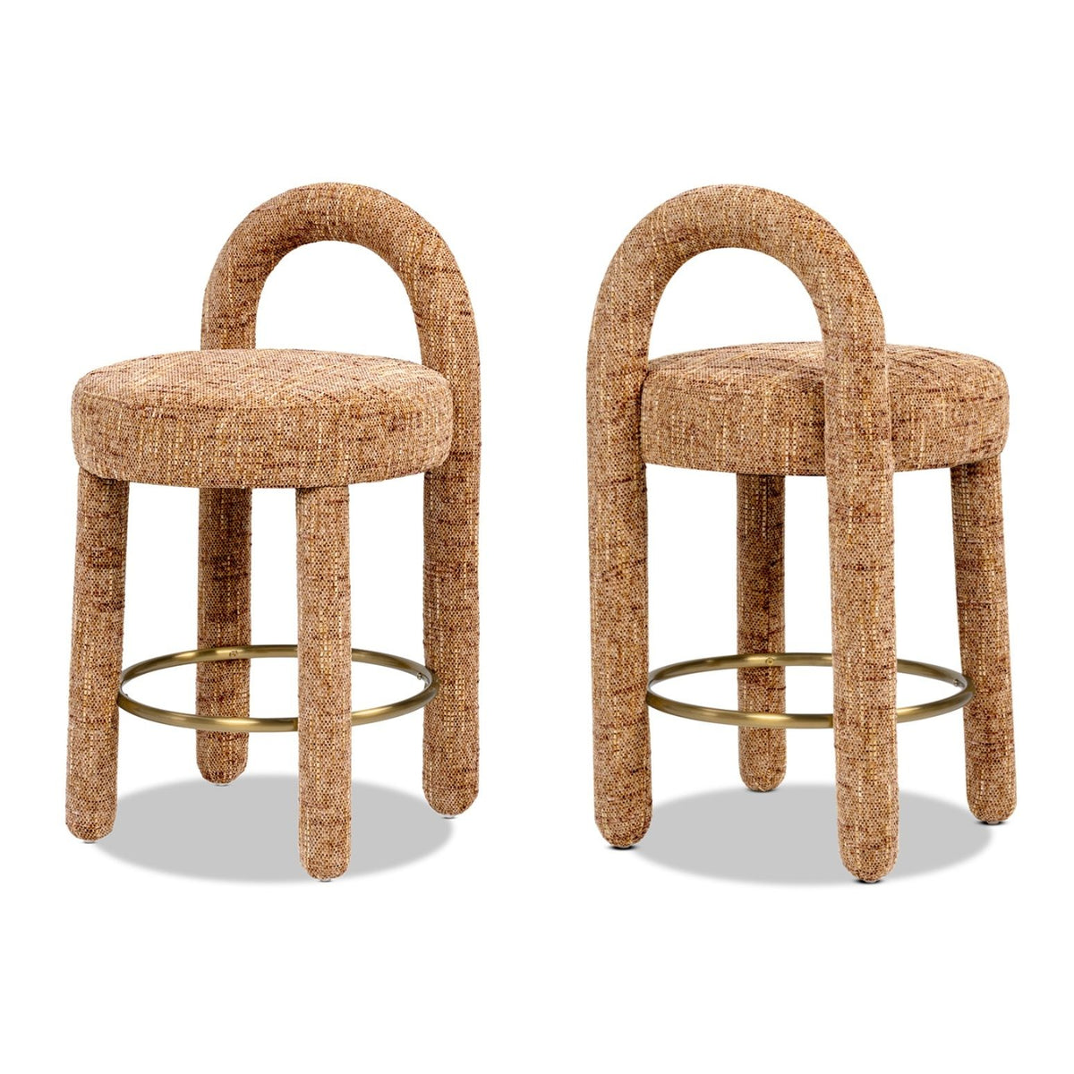Penny Round Arched Fully Upholstered Counter Stool (Set of 2) Orange